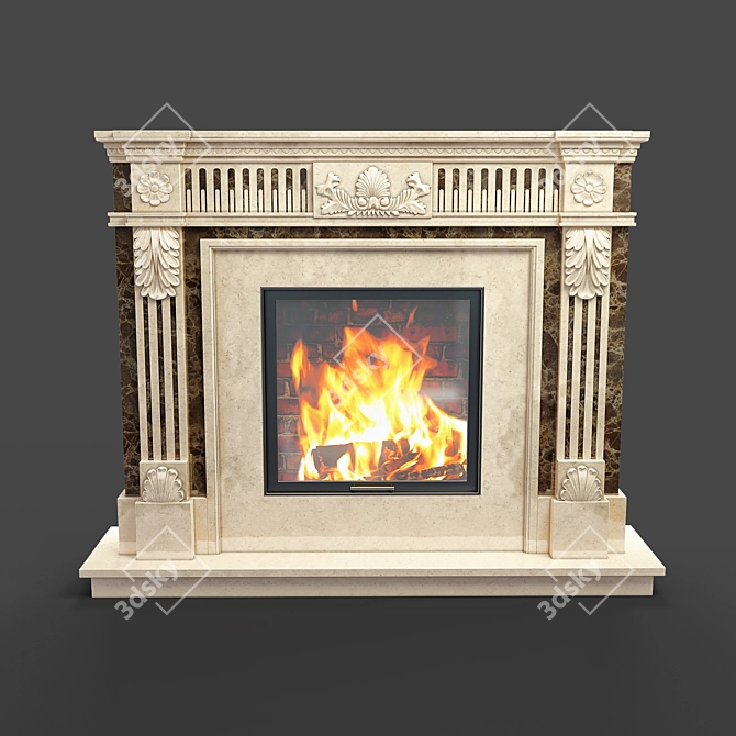 Elegant Daphne Marble Fireplace 3D model image 1