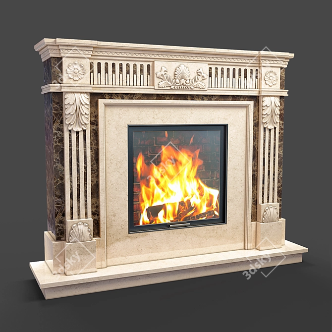 Elegant Daphne Marble Fireplace 3D model image 2