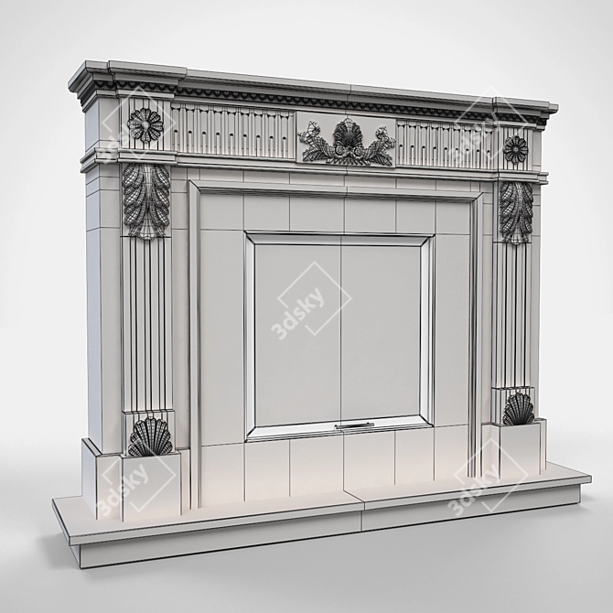 Elegant Daphne Marble Fireplace 3D model image 3