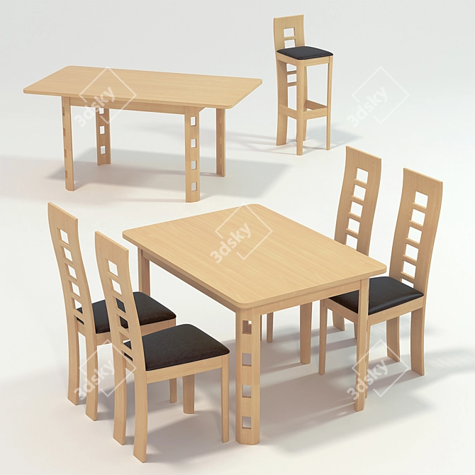 Sleek Dining Table: Modern Kitchen Essential 3D model image 1