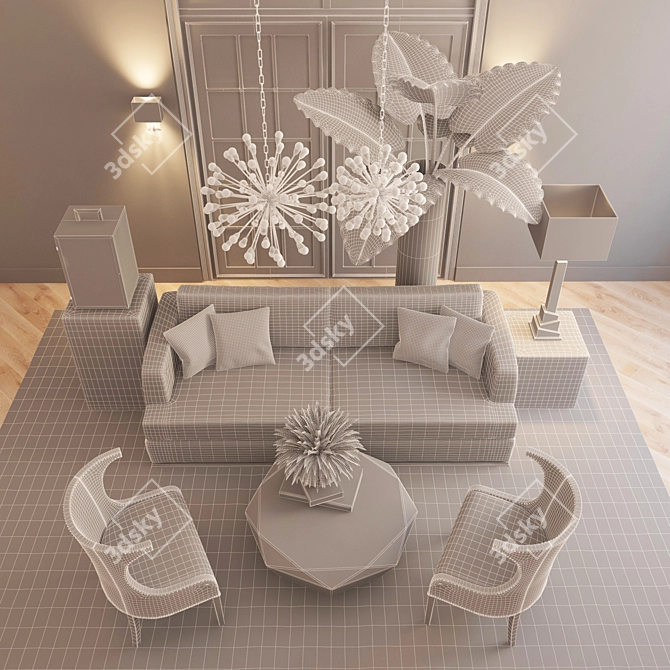 Eichholtz Decor Set: Sofa, Coffee Table, Lighting & more 3D model image 3