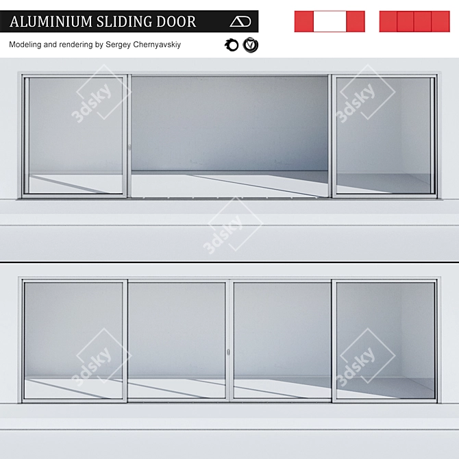 Sleek Aluminum Sliding Door 3D model image 1