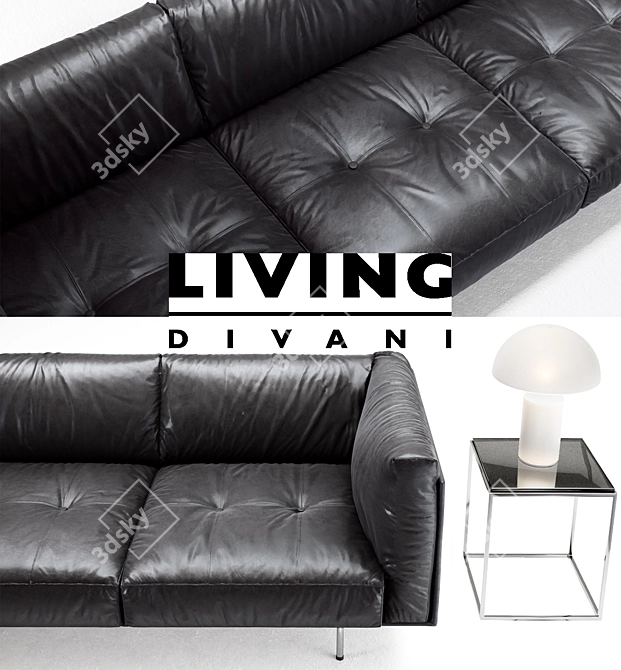 Lux Leather Rod Sofa 3D model image 2