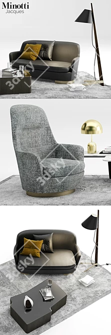 Modern Luxury 6-Piece Furniture Set 3D model image 2