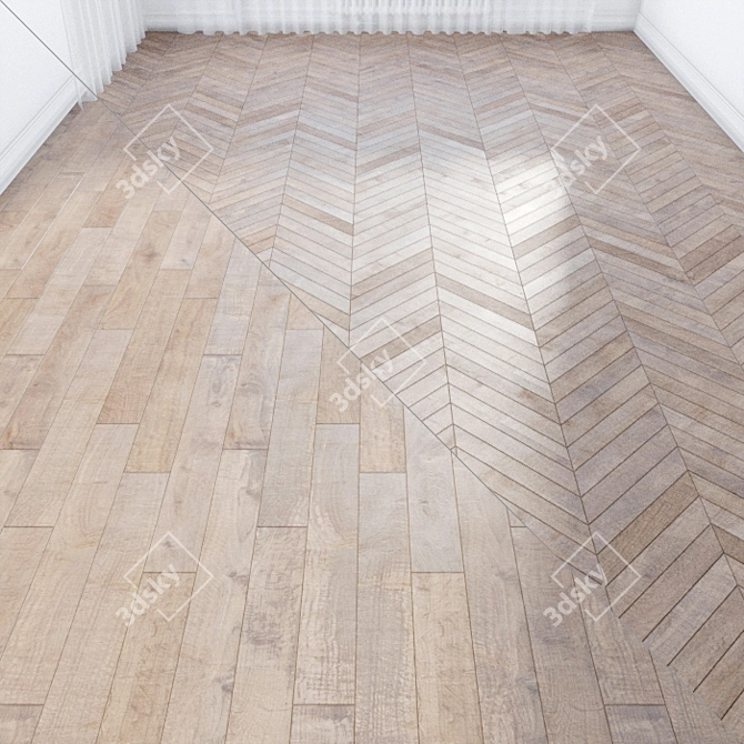 Premium Parquet Flooring: 2 Designs, 125x910mm & 100x430mm 3D model image 1