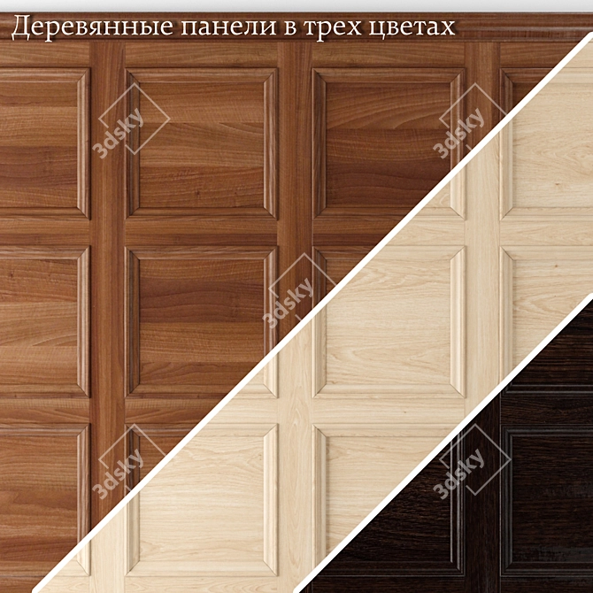 Classic Style Wooden Wall Panels 3D model image 1