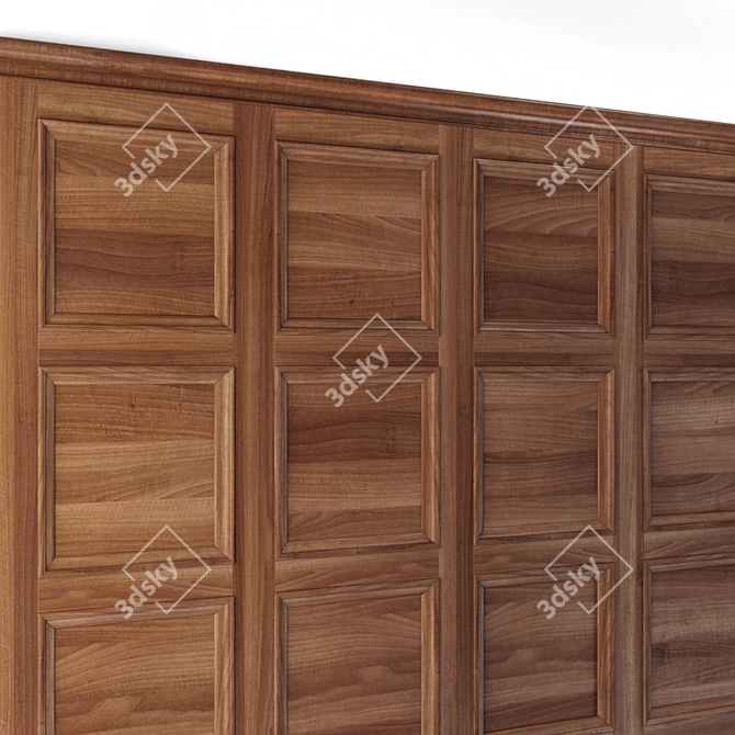 Classic Style Wooden Wall Panels 3D model image 2