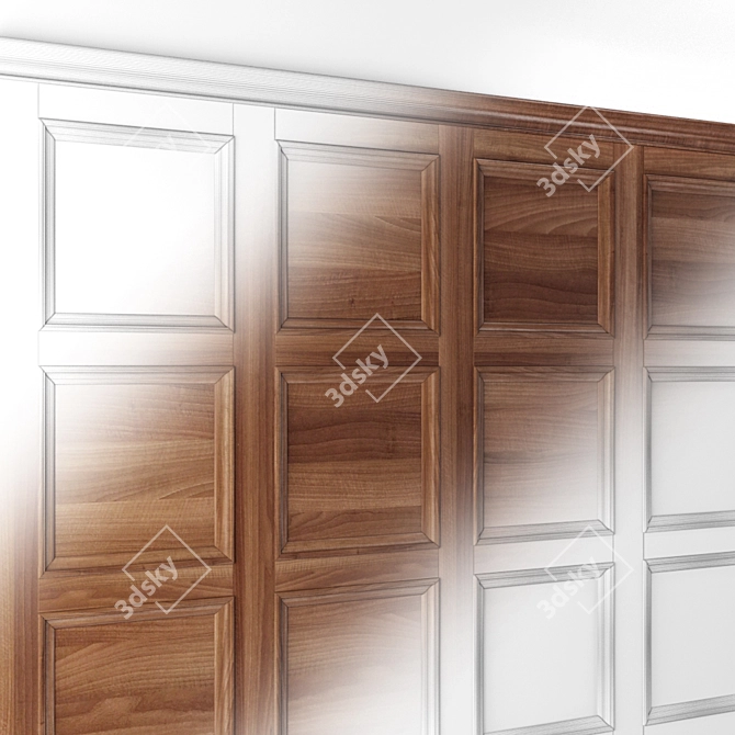 Classic Style Wooden Wall Panels 3D model image 3