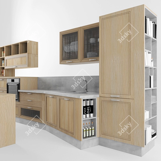 Modern Glass-Decorated Aran Magistra Kitchen 3D model image 3