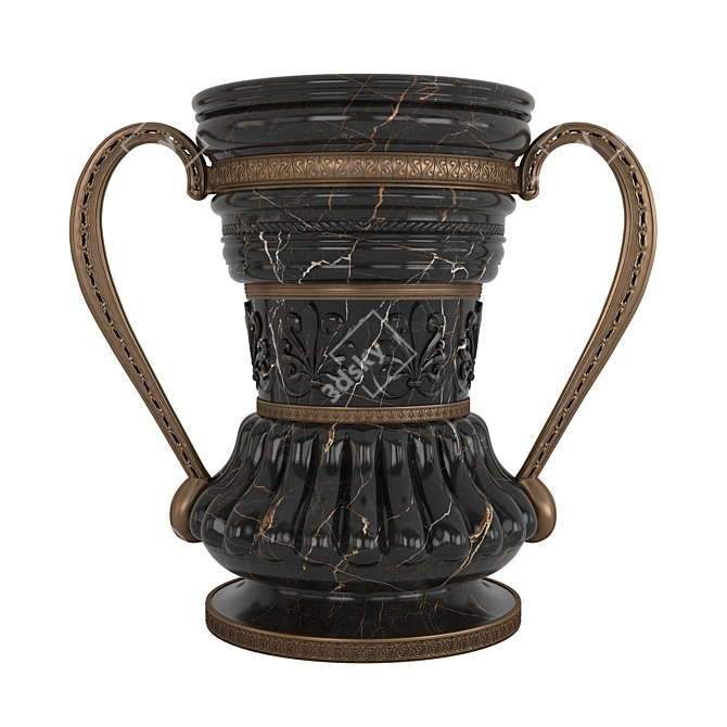 Elegant Black Marble Vase 3D model image 3