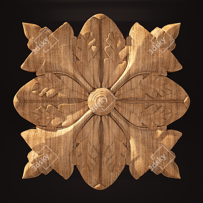 Elegant Wooden Rosette 3D model image 1