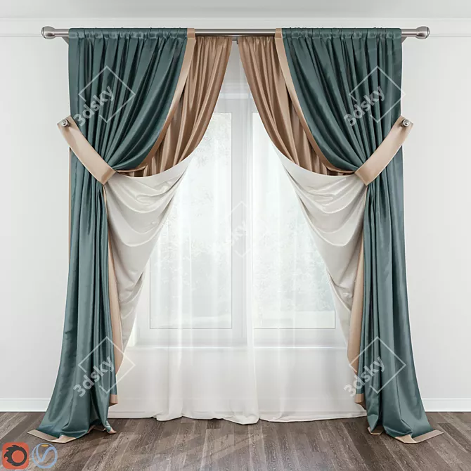 Elegant Modern Curtain Set 3D model image 1