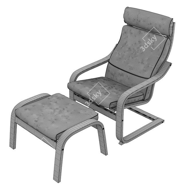 Elegant IKEA Poeng Armchair 3D model image 2