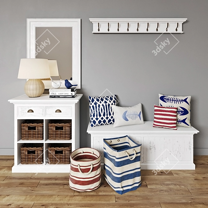 Entryway Furniture & Decor Set 3D model image 1