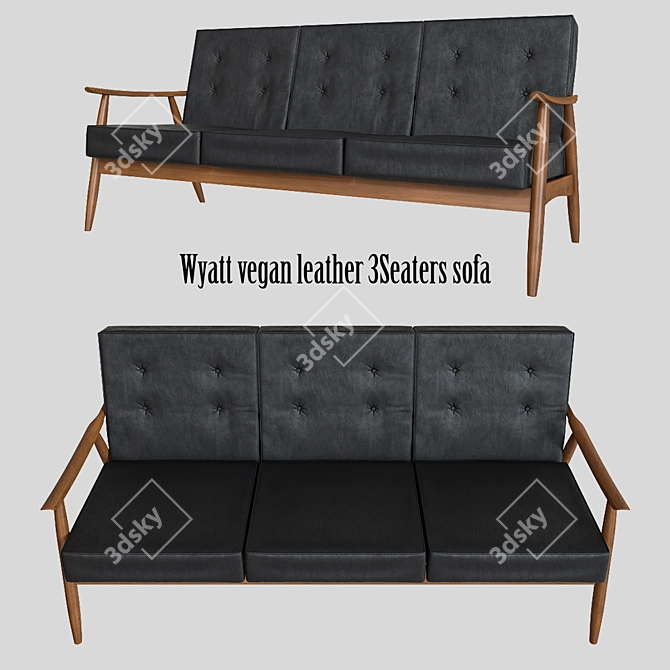 Stylish Wyatt Vegan Leather Sofa 3D model image 1