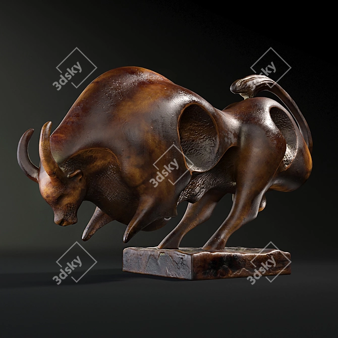 Contemporary Bronze Bull Sculpture 3D model image 1