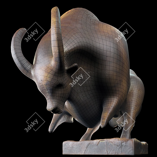Contemporary Bronze Bull Sculpture 3D model image 3
