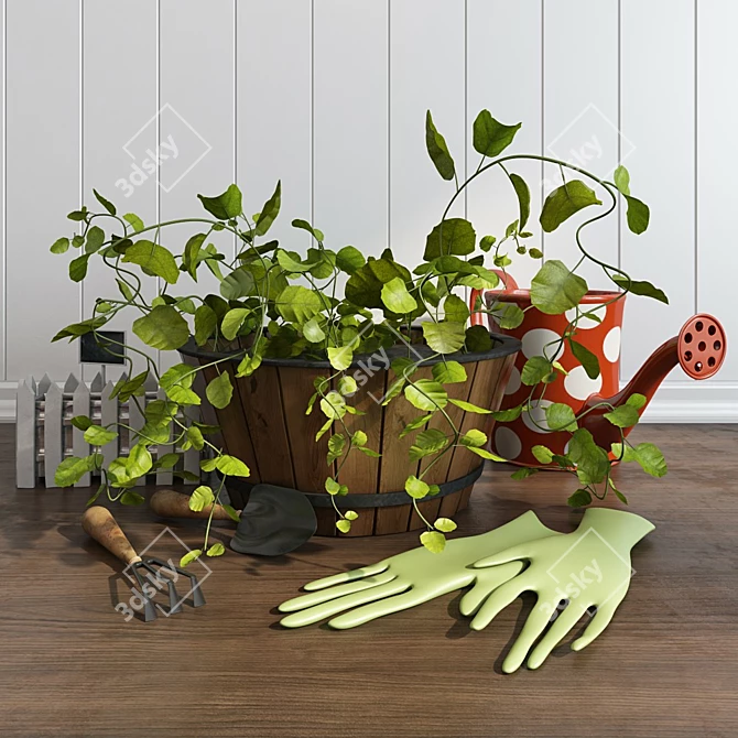 Green Garden Tool Set: Versatile and Durable 3D model image 1