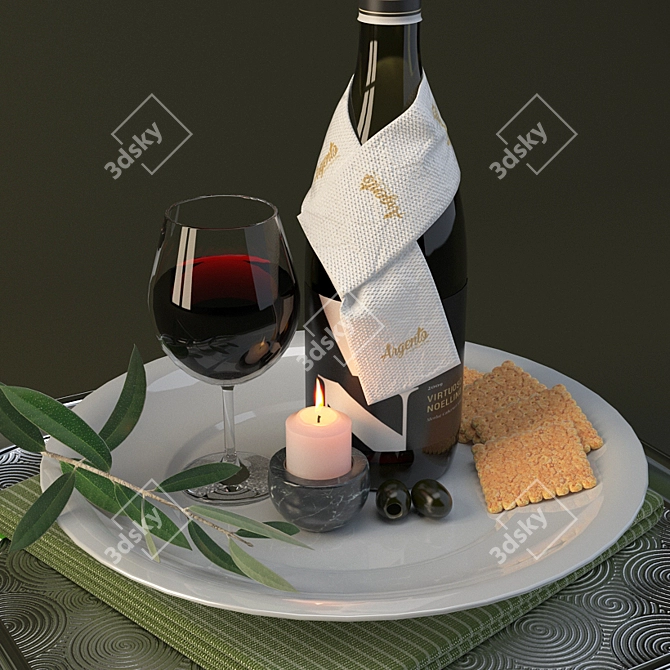 Elegant Wine Tray: Perfect for Entertaining 3D model image 2