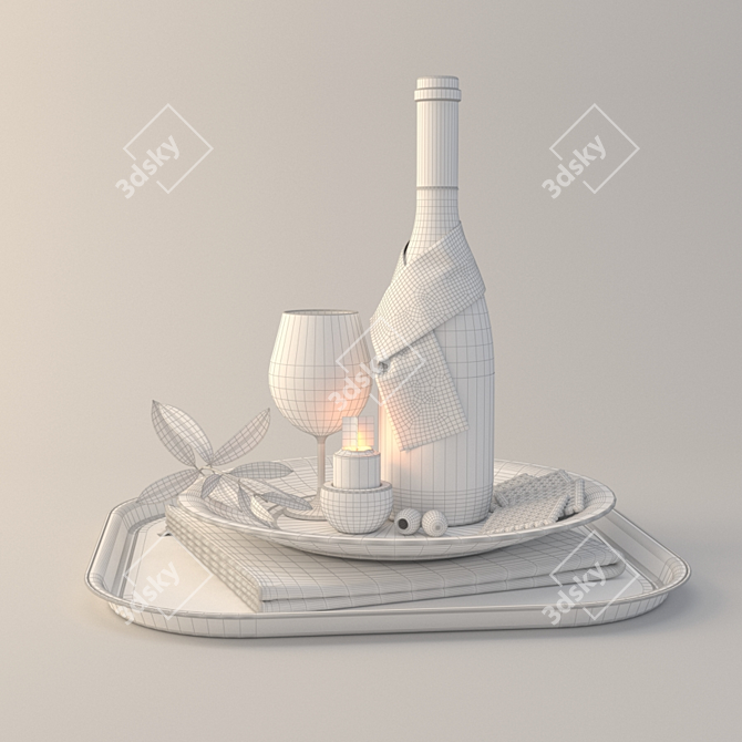 Elegant Wine Tray: Perfect for Entertaining 3D model image 3