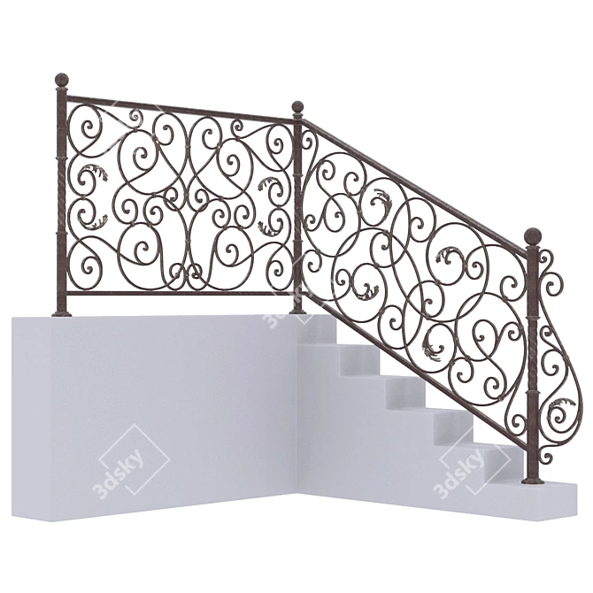 Handcrafted Iron Fence: Stylish and Durable 3D model image 1