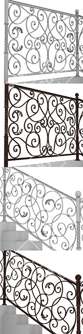 Handcrafted Iron Fence: Stylish and Durable 3D model image 2