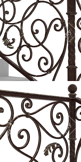Handcrafted Iron Fence: Stylish and Durable 3D model image 3