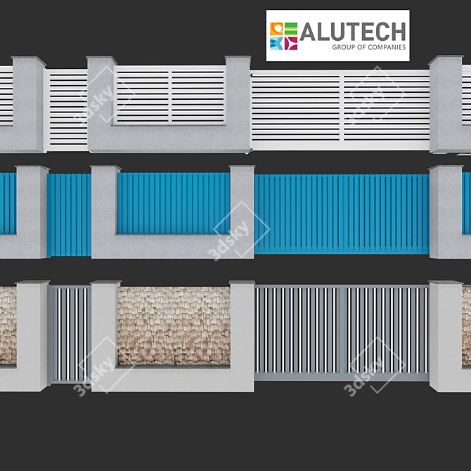 Alutech Comfort Gate with Nice Robus Automated System 3D model image 1