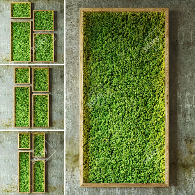 Stabilized Moss Wall with LED Lighting 3D model image 1