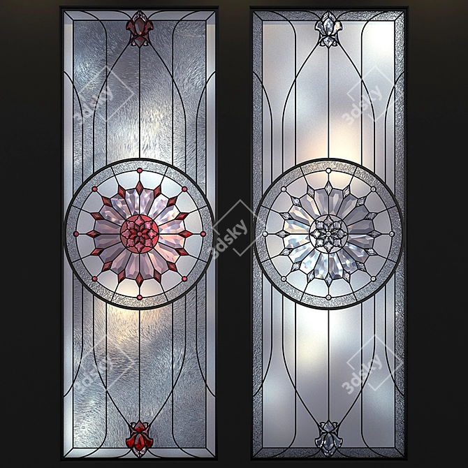 Vibrant Stained Glass Window: 640x1840 mm 3D model image 1