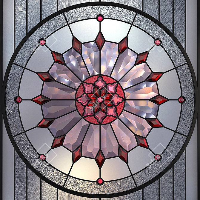 Vibrant Stained Glass Window: 640x1840 mm 3D model image 2