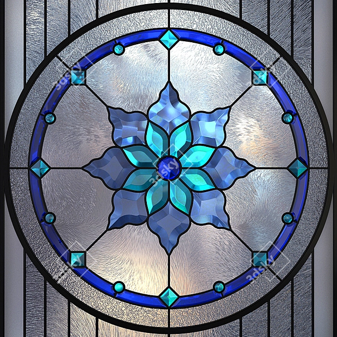 Elegant Stained-Glass Window: Exquisite Design 3D model image 2