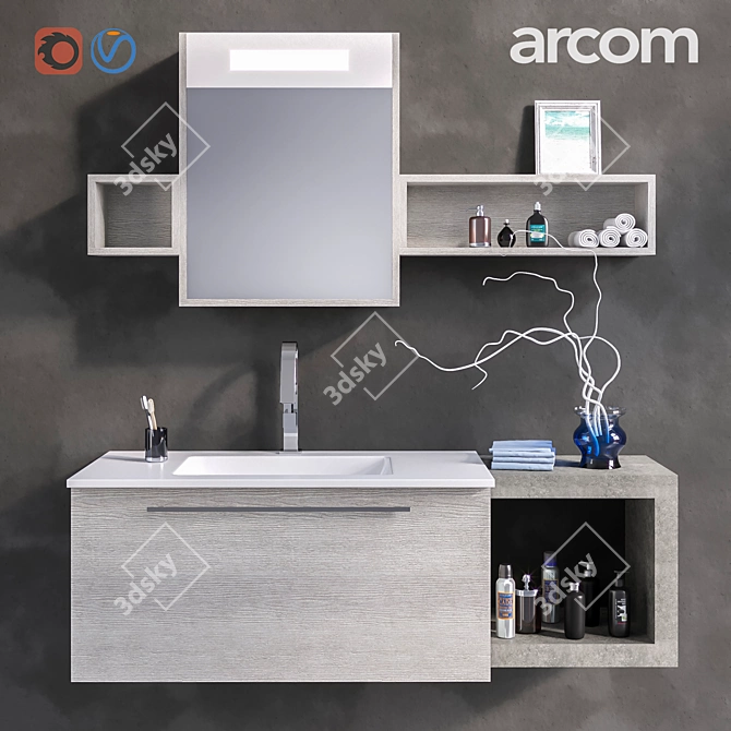 E.LY COMPOSITION 40: Stylish Bathroom Furniture Set 3D model image 1