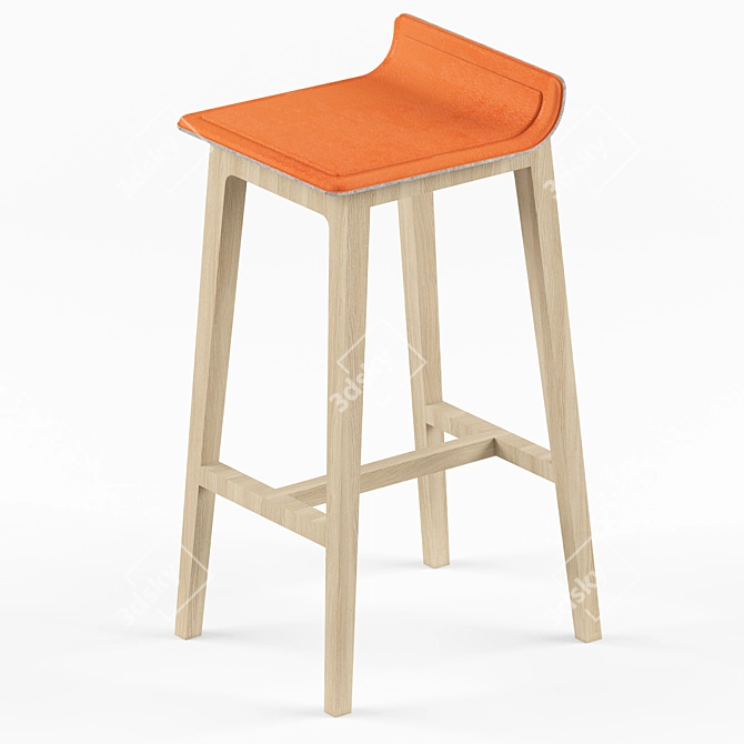 Title: Scandi Chic Low Back Stool 3D model image 1