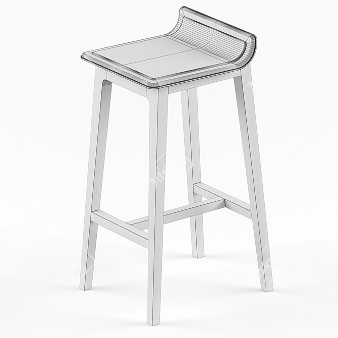 Title: Scandi Chic Low Back Stool 3D model image 3