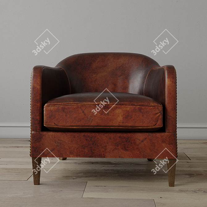 French Club Style Armchair 3D model image 2