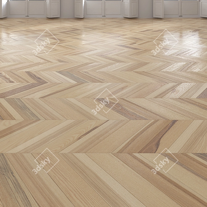 Ash Chevron Light Floor - High Quality & Easy to Merge 3D model image 1