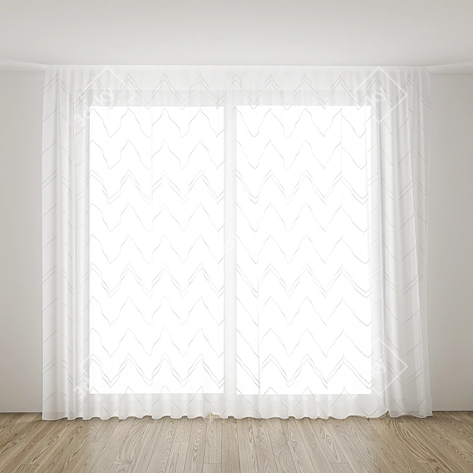 White Curtains: Elegant and Flowing 3D model image 1