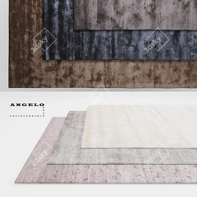 Silky Grey Angelo Rug: Elegant and Modern 3D model image 1