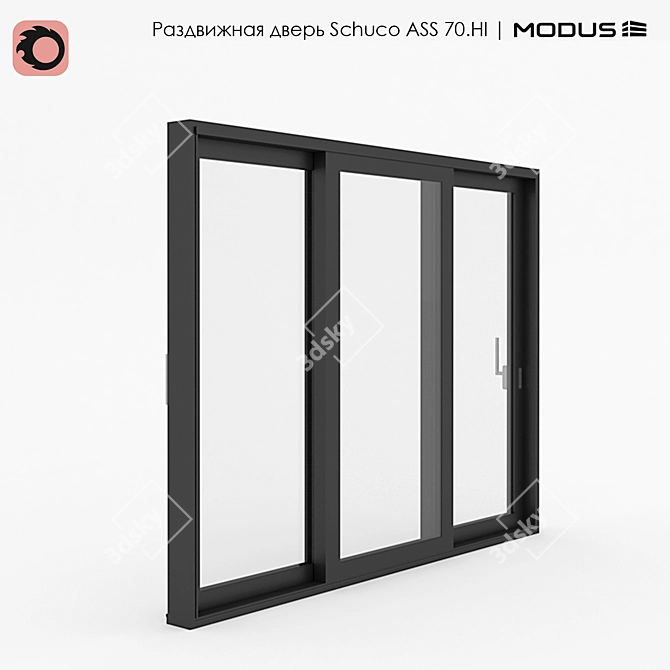 Schuco ASS 70.HI Sliding Door: Custom Sizes, Versatile Design 3D model image 1