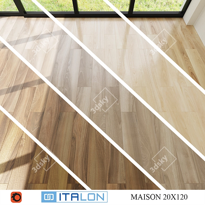 Title: Italon Maison 20x120 - Elegant Ceramic Tiles 3D model image 1