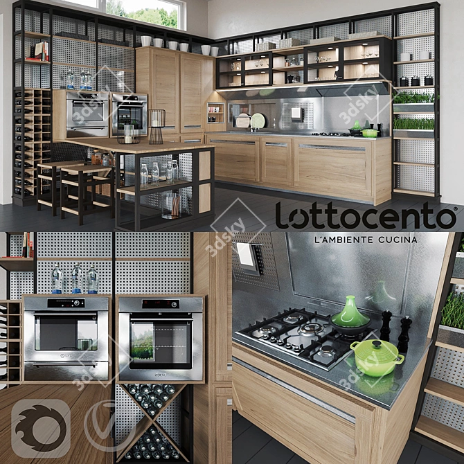 Roveretto Kitchen: Scandinavian-inspired Elegance 3D model image 1