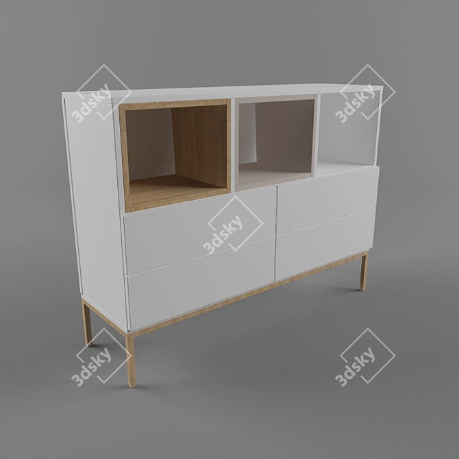 Multifunctional Wooden Cabinet 3D model image 1