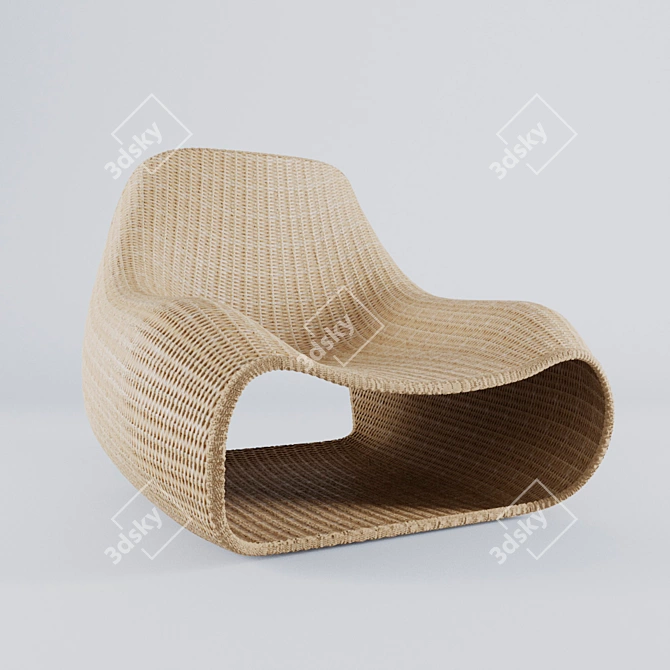 Stylish Rotanga Chair: Black Rattan 3D model image 1