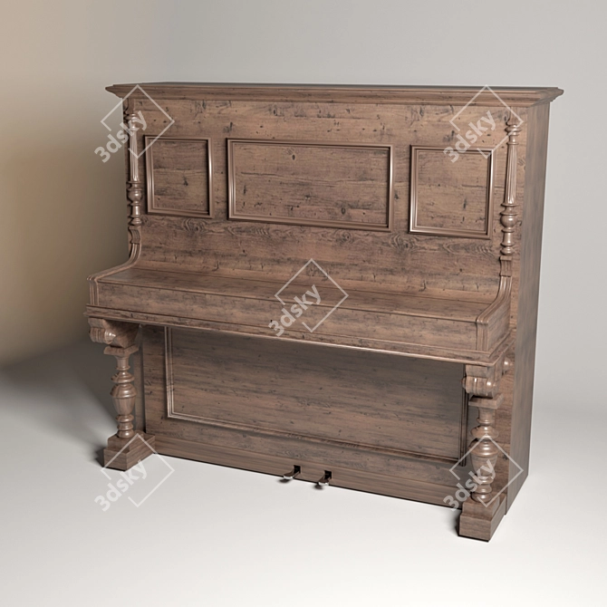 Elegant German Antique Piano 3D model image 1