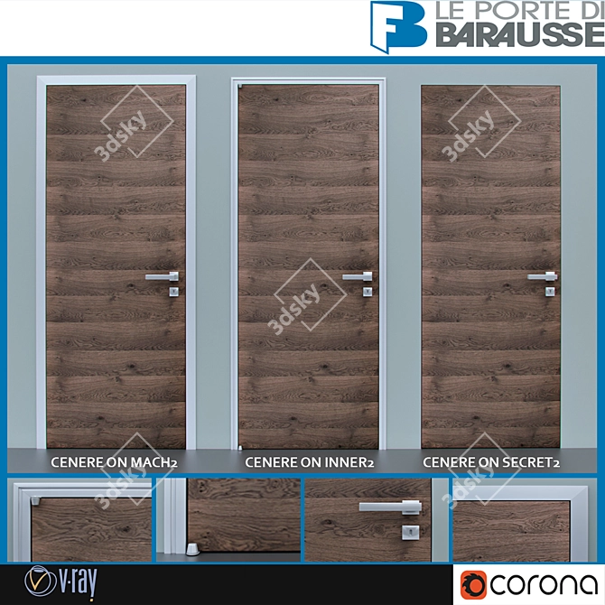 Barausse Cenere: Elegant Gray Oak Doors 3D model image 1