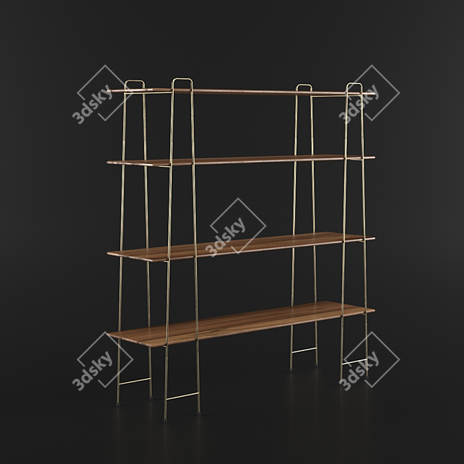 Title: Rustic Kiaat Plank Shelf 3D model image 1