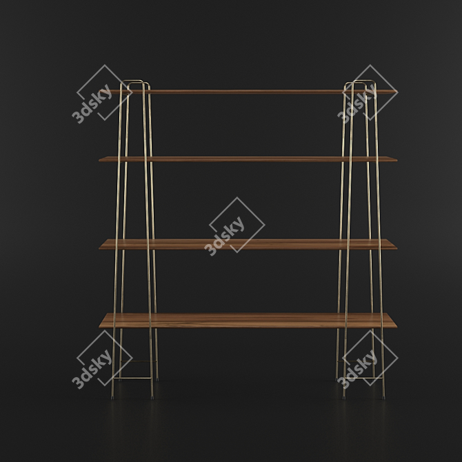 Title: Rustic Kiaat Plank Shelf 3D model image 2