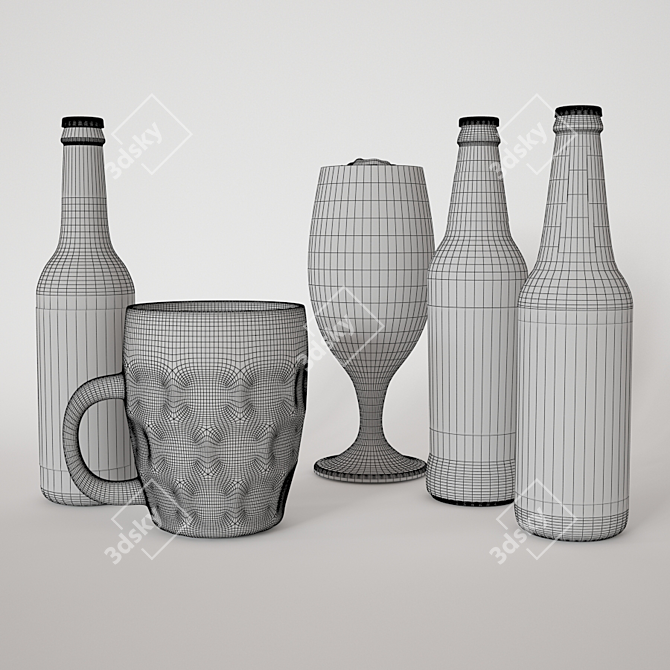 Craft Brew Bottled Beer 3D model image 2