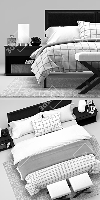 Modern Elegance: Oliver Bedroom Collection 3D model image 2